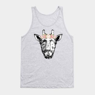 Giraffe with Bouquet Tank Top